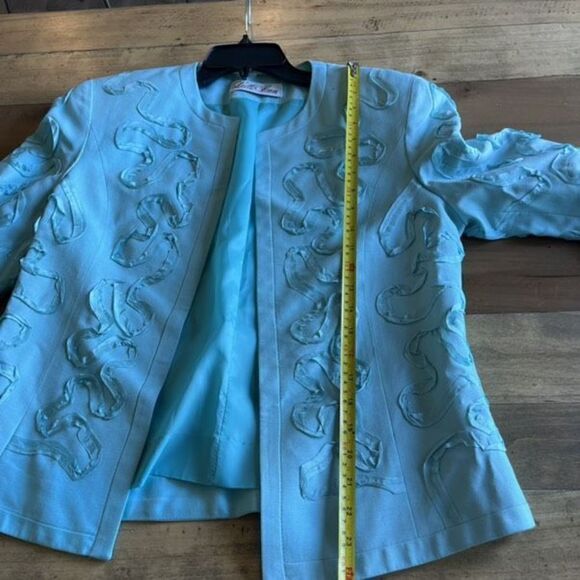 Vintage Lilli Ann 2 Piece Teal Jacket and Skirt Set - Picture 11 of 16